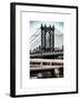 Manhattan Bridge with the Empire State Building Center from Brooklyn Bridge-Philippe Hugonnard-Framed Art Print