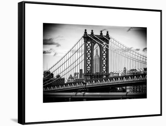 Manhattan Bridge with the Empire State Building Center from Brooklyn Bridge-Philippe Hugonnard-Framed Stretched Canvas