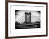 Manhattan Bridge with the Empire State Building Center from Brooklyn Bridge-Philippe Hugonnard-Framed Art Print