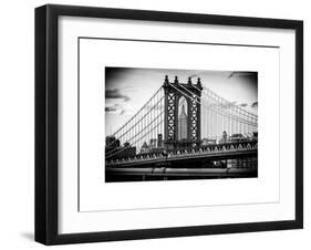 Manhattan Bridge with the Empire State Building Center from Brooklyn Bridge-Philippe Hugonnard-Framed Art Print