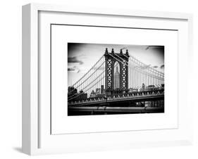 Manhattan Bridge with the Empire State Building Center from Brooklyn Bridge-Philippe Hugonnard-Framed Art Print