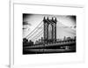 Manhattan Bridge with the Empire State Building Center from Brooklyn Bridge-Philippe Hugonnard-Framed Art Print