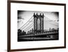 Manhattan Bridge with the Empire State Building Center from Brooklyn Bridge-Philippe Hugonnard-Framed Art Print