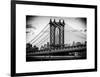 Manhattan Bridge with the Empire State Building Center from Brooklyn Bridge-Philippe Hugonnard-Framed Art Print