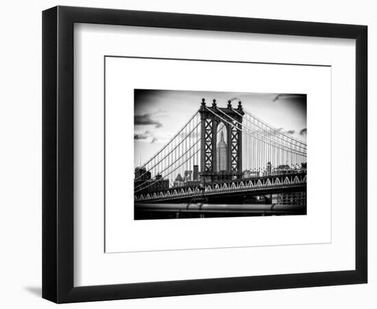 Manhattan Bridge with the Empire State Building Center from Brooklyn Bridge-Philippe Hugonnard-Framed Art Print