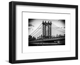 Manhattan Bridge with the Empire State Building Center from Brooklyn Bridge-Philippe Hugonnard-Framed Art Print