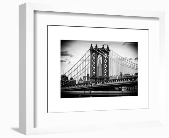 Manhattan Bridge with the Empire State Building Center from Brooklyn Bridge-Philippe Hugonnard-Framed Art Print