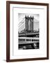 Manhattan Bridge with the Empire State Building Center from Brooklyn Bridge-Philippe Hugonnard-Framed Art Print