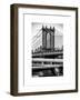 Manhattan Bridge with the Empire State Building Center from Brooklyn Bridge-Philippe Hugonnard-Framed Art Print