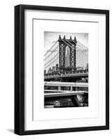 Manhattan Bridge with the Empire State Building Center from Brooklyn Bridge-Philippe Hugonnard-Framed Art Print