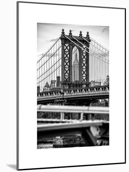 Manhattan Bridge with the Empire State Building Center from Brooklyn Bridge-Philippe Hugonnard-Mounted Art Print