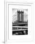 Manhattan Bridge with the Empire State Building Center from Brooklyn Bridge-Philippe Hugonnard-Framed Art Print