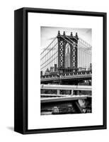 Manhattan Bridge with the Empire State Building Center from Brooklyn Bridge-Philippe Hugonnard-Framed Stretched Canvas