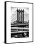 Manhattan Bridge with the Empire State Building Center from Brooklyn Bridge-Philippe Hugonnard-Framed Stretched Canvas