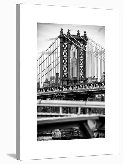 Manhattan Bridge with the Empire State Building Center from Brooklyn Bridge-Philippe Hugonnard-Stretched Canvas