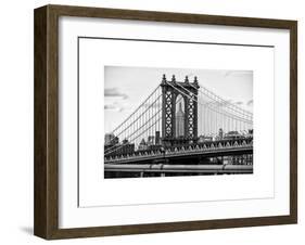 Manhattan Bridge with the Empire State Building Center from Brooklyn Bridge-Philippe Hugonnard-Framed Art Print