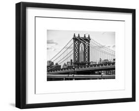 Manhattan Bridge with the Empire State Building Center from Brooklyn Bridge-Philippe Hugonnard-Framed Art Print