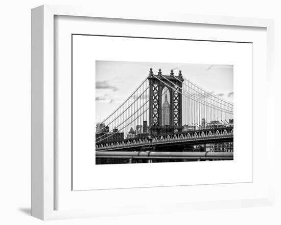 Manhattan Bridge with the Empire State Building Center from Brooklyn Bridge-Philippe Hugonnard-Framed Art Print