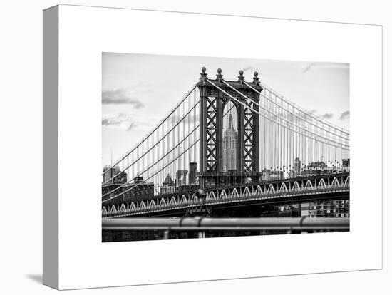 Manhattan Bridge with the Empire State Building Center from Brooklyn Bridge-Philippe Hugonnard-Stretched Canvas