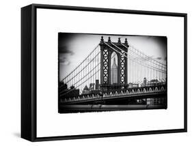 Manhattan Bridge with the Empire State Building Center from Brooklyn Bridge-Philippe Hugonnard-Framed Stretched Canvas