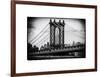 Manhattan Bridge with the Empire State Building Center from Brooklyn Bridge-Philippe Hugonnard-Framed Art Print