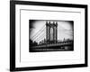 Manhattan Bridge with the Empire State Building Center from Brooklyn Bridge-Philippe Hugonnard-Framed Art Print