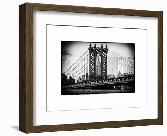 Manhattan Bridge with the Empire State Building Center from Brooklyn Bridge-Philippe Hugonnard-Framed Art Print