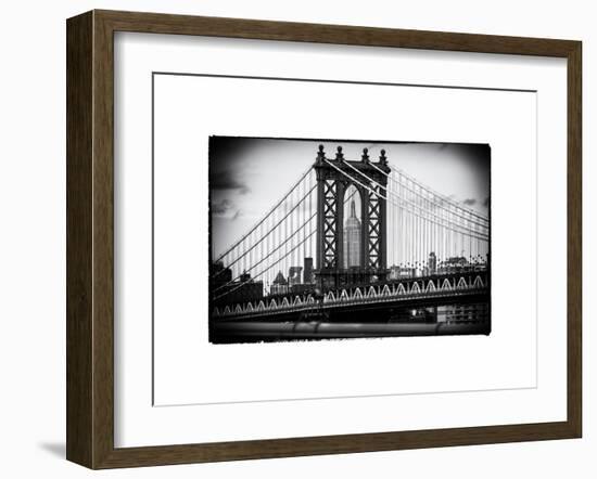 Manhattan Bridge with the Empire State Building Center from Brooklyn Bridge-Philippe Hugonnard-Framed Art Print