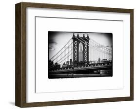 Manhattan Bridge with the Empire State Building Center from Brooklyn Bridge-Philippe Hugonnard-Framed Art Print