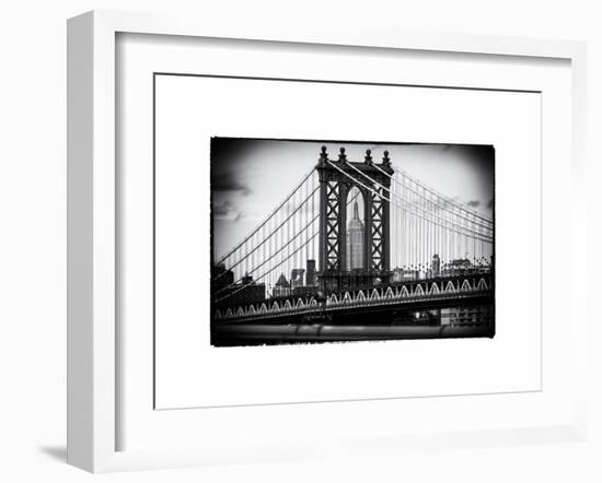 Manhattan Bridge with the Empire State Building Center from Brooklyn Bridge-Philippe Hugonnard-Framed Art Print