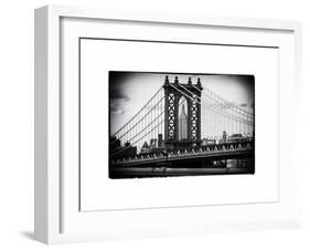 Manhattan Bridge with the Empire State Building Center from Brooklyn Bridge-Philippe Hugonnard-Framed Art Print