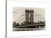 Manhattan Bridge with the Empire State Building Center from Brooklyn Bridge-Philippe Hugonnard-Stretched Canvas