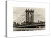 Manhattan Bridge with the Empire State Building Center from Brooklyn Bridge-Philippe Hugonnard-Stretched Canvas