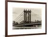 Manhattan Bridge with the Empire State Building Center from Brooklyn Bridge-Philippe Hugonnard-Framed Art Print