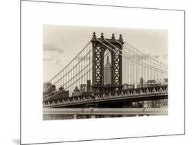 Manhattan Bridge with the Empire State Building Center from Brooklyn Bridge-Philippe Hugonnard-Mounted Art Print