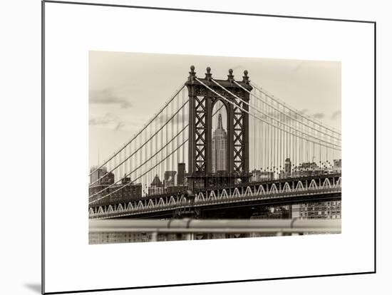 Manhattan Bridge with the Empire State Building Center from Brooklyn Bridge-Philippe Hugonnard-Mounted Art Print