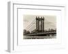 Manhattan Bridge with the Empire State Building Center from Brooklyn Bridge-Philippe Hugonnard-Framed Art Print