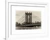 Manhattan Bridge with the Empire State Building Center from Brooklyn Bridge-Philippe Hugonnard-Framed Art Print