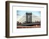 Manhattan Bridge with the Empire State Building Center from Brooklyn Bridge-Philippe Hugonnard-Framed Art Print