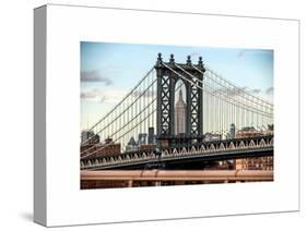 Manhattan Bridge with the Empire State Building Center from Brooklyn Bridge-Philippe Hugonnard-Stretched Canvas