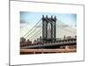 Manhattan Bridge with the Empire State Building Center from Brooklyn Bridge-Philippe Hugonnard-Mounted Art Print