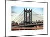 Manhattan Bridge with the Empire State Building Center from Brooklyn Bridge-Philippe Hugonnard-Mounted Art Print