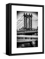 Manhattan Bridge with the Empire State Building Center from Brooklyn Bridge-Philippe Hugonnard-Framed Stretched Canvas