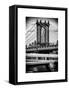 Manhattan Bridge with the Empire State Building Center from Brooklyn Bridge-Philippe Hugonnard-Framed Stretched Canvas