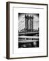 Manhattan Bridge with the Empire State Building Center from Brooklyn Bridge-Philippe Hugonnard-Framed Art Print