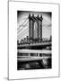 Manhattan Bridge with the Empire State Building Center from Brooklyn Bridge-Philippe Hugonnard-Mounted Art Print