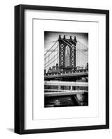 Manhattan Bridge with the Empire State Building Center from Brooklyn Bridge-Philippe Hugonnard-Framed Art Print