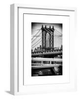 Manhattan Bridge with the Empire State Building Center from Brooklyn Bridge-Philippe Hugonnard-Framed Art Print