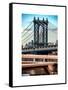 Manhattan Bridge with the Empire State Building Center from Brooklyn Bridge-Philippe Hugonnard-Framed Stretched Canvas