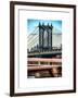 Manhattan Bridge with the Empire State Building Center from Brooklyn Bridge-Philippe Hugonnard-Framed Art Print